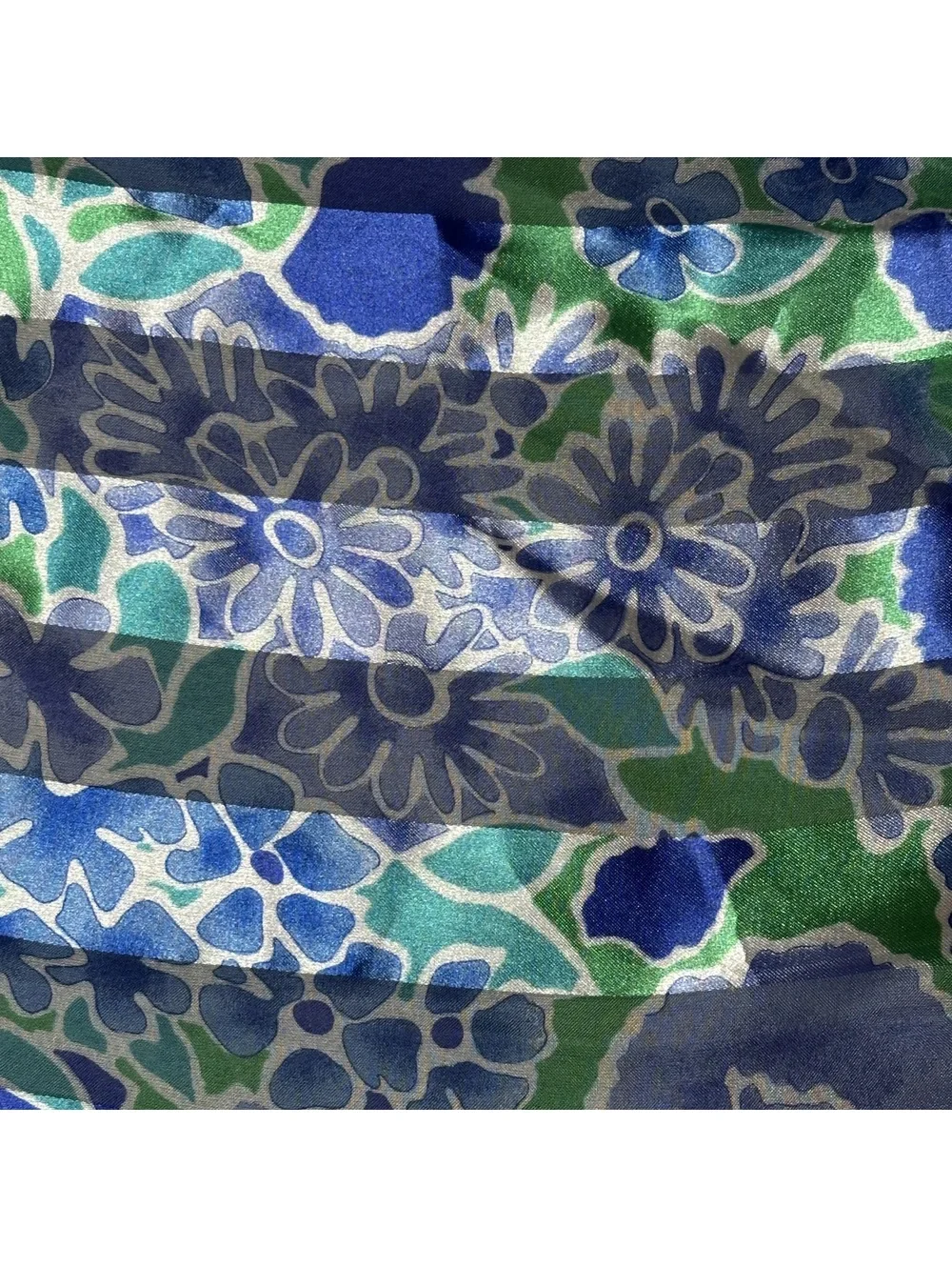 Vintage Blue and Green Floral Pattern Scarf